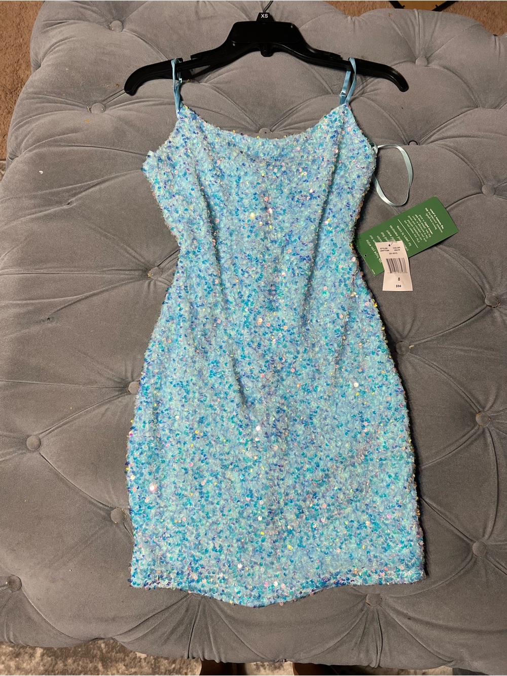 B. Smart Light Blue Sequin Mini Dress - Picture 2 of 11